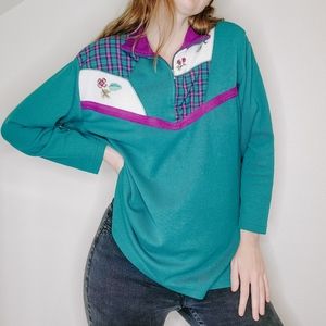 Vintage Koret Turquoise Sweatshirt Large